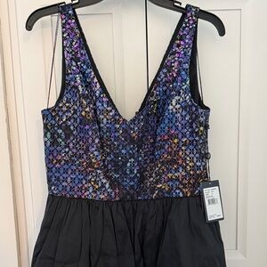 Adrianna Papell Multicolor Sequin High-Low Party Dress Sz 14 NWT